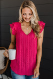 Rose Lace Crochet Ruffle Tiered Sleeve Blouse