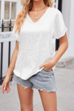 Satin Leopard V Neck Fold Sleeves Top