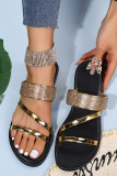 Rhinestone Shiny Straps Flat Sandals