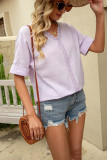 Lace Crochet Splicing Fold Sleeves Blouse