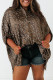 Leopard Buttoned Batwing Sleeve Plus Size Shirt