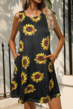 Tie Dye Floral Printed Sleeveless Tank Dress