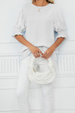Frill Puffy Sleeves Chiffon Top