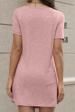 Short Sleeves Smocked Plain Mini Dress