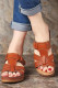 Leather Crisscross Straps Wedge Sandals
