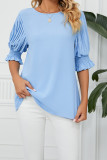 Frill Puffy Sleeves Chiffon Top