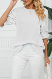 Frill Puffy Sleeves Chiffon Top