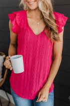 Rose Lace Crochet Ruffle Tiered Sleeve Blouse