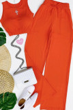 High Waist Pants and Crop Top Plain 2pcs Set