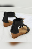 PU Strappy Zipper Platform Sandals