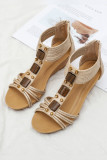 PU Strappy Zipper Platform Sandals