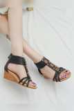 PU Strappy Zipper Platform Sandals