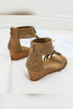 PU Strappy Zipper Platform Sandals