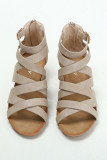 Criss Cross Strappy Zipper Platform Sandals