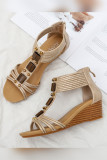 PU Strappy Zipper Platform Sandals