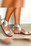 Leopard Snake Skin Straps Tassle Flat Sandals