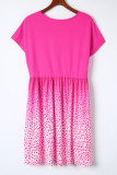Rose Dotted Contrast Casual Pocket T Shirt Dress