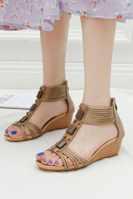 PU Strappy Zipper Platform Sandals