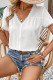 White V Neck Lace Edge Short Sleeves Top