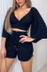 3/4 Flare Sleeves Top and HIgh Waist Shorts 2PCS Set