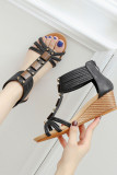 PU Strappy Zipper Platform Sandals