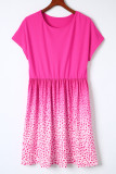 Rose Dotted Contrast Casual Pocket T Shirt Dress