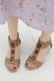 PU Strappy Zipper Platform Sandals