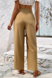 Khaki High Waist Straight Pants