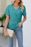Plain V Neck Twisted Jersey Top