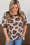 Leopard Print Waffle Plus Size Tee