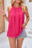 Plain Pin-Tuck Halter Tank Top