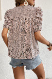 Leopard Print Smocked Puffy Blouse