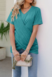 Plain V Neck Twisted Jersey Top