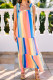 Stripe Tiered Tie Shoulder Straps Maxi Dress