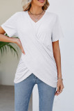 Plain V Neck Twisted Jersey Top