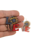 Wooden Love American Flag Print Earrings MOQ 5pcs
