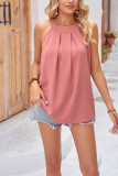 Plain Pin-Tuck Halter Tank Top
