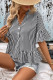 Black Stripes Ruffle Hem Splicing Blouse