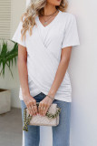 Plain V Neck Twisted Jersey Top