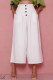 White Buttons Cropped Wide Leg Pants