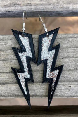 Silver With Black Lightening Earrings MOQ 5pcs