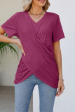 Plain V Neck Twisted Jersey Top