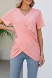 Plain V Neck Twisted Jersey Top