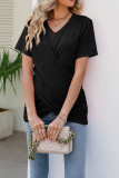 Plain V Neck Twisted Jersey Top