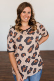 Leopard Print Waffle Plus Size Tee