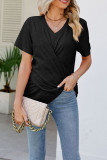 Plain V Neck Twisted Jersey Top