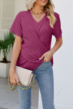 Plain V Neck Twisted Jersey Top