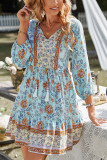 V Neck Bohemia Floral Mini Dress
