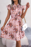 Ruffle Sleeves Smocked Floral Dress