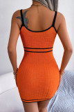 Plain Knitting Spaghetti Bodycon Dress